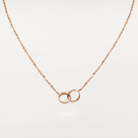 [Luna Brilliance] LOVE DOUBLE RING HALF DIAMOND NECKLACE