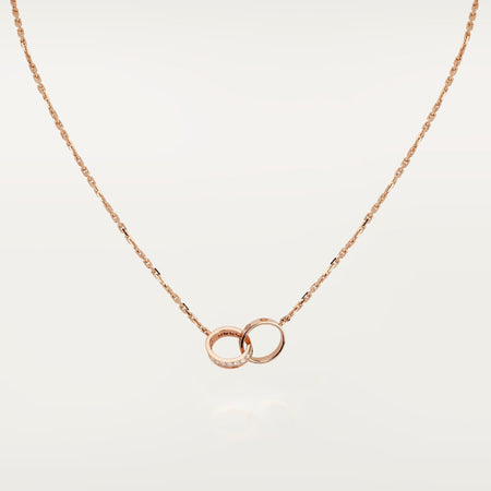 [Luna Brilliance] LOVE DOUBLE RING HALF DIAMOND NECKLACE