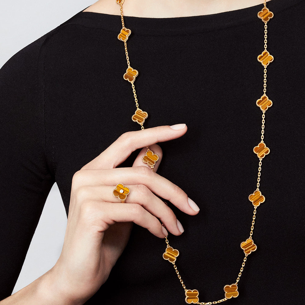 [Luna Brilliance]CLOVER 20 MOTIFS TIGER EYE ROSE GOLD