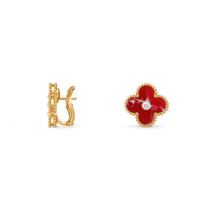 [Luna Brilliance]CLOVER 15MM MOP DIAMOND EARRINGS COLLECTION