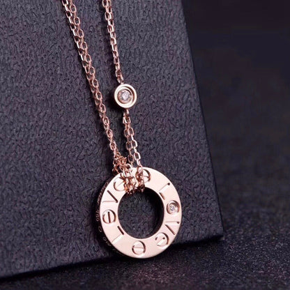 [Luna Brilliance] LOVE NECKLACE 16MM 2 DIAMONDS