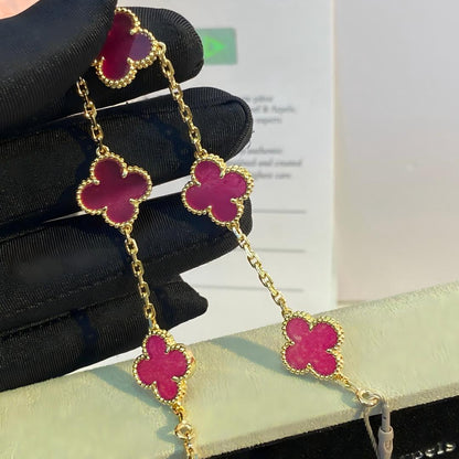 [Luna Brilliance]NEW CLOVER 5 MOTIFS PINK ENAMEL BRACELET