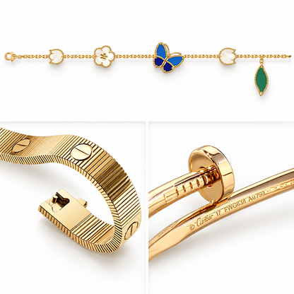 [Luna Brilliance]Clover Lucky Spring & Love & Juste Garden 3-Piece  Bracelet Stack Set