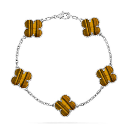 [Luna Brilliance] CLOVER 5 MOTIFS TIGER EYE BRACELET COLLECTION