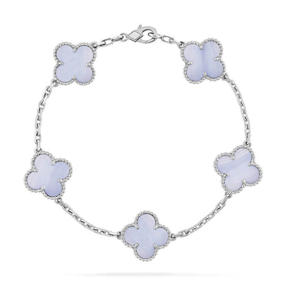 [Luna Brilliance] CLOVER 5 MOTIF PURPLE CHALCEDONY BRACELET COLLECTION