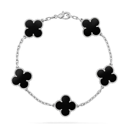 [Luna Brilliance]Clover & Love Sliver 2-Piece Bracelet Stack Set