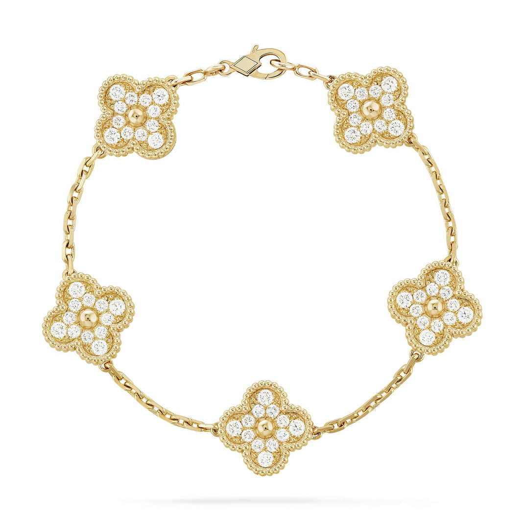 [Luna Brilliance] CLOVER 5 MOTIF FULL DIAMOND BRACELET COLLECTION