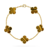 [Luna Brilliance] CLOVER 5 MOTIFS TIGER EYE BRACELET COLLECTION