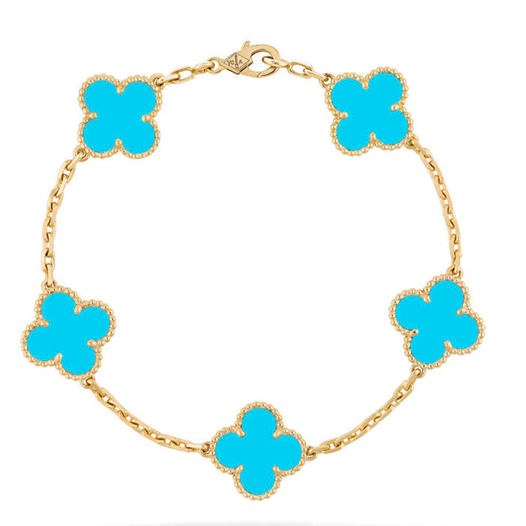 [Luna Brilliance] CLOVER 5 MOTIF TURQUOISE BRACELET COLLECTION