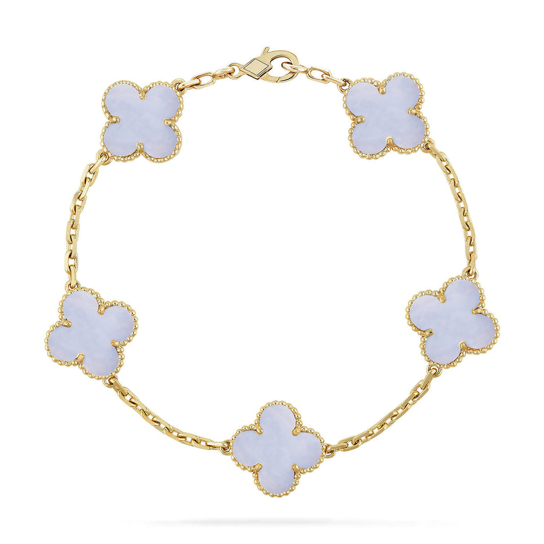 [Luna Brilliance] CLOVER 5 MOTIF PURPLE CHALCEDONY BRACELET COLLECTION