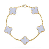 [Luna Brilliance] CLOVER 5 MOTIF PURPLE CHALCEDONY BRACELET COLLECTION