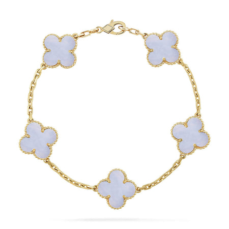 [Luna Brilliance] CLOVER 5 MOTIF PURPLE CHALCEDONY BRACELET COLLECTION