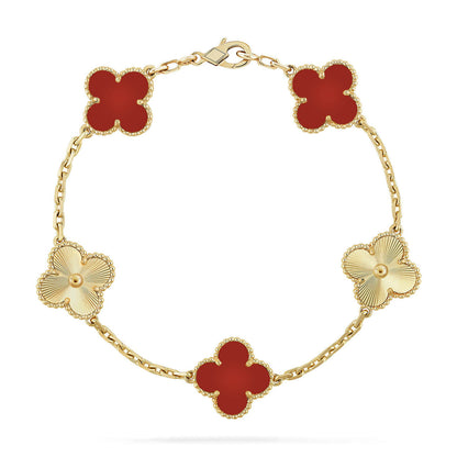 [Luna Brilliance]Clover & Love Diamond-Paved Radiant Line 2-Piece Bracelet Stack Set