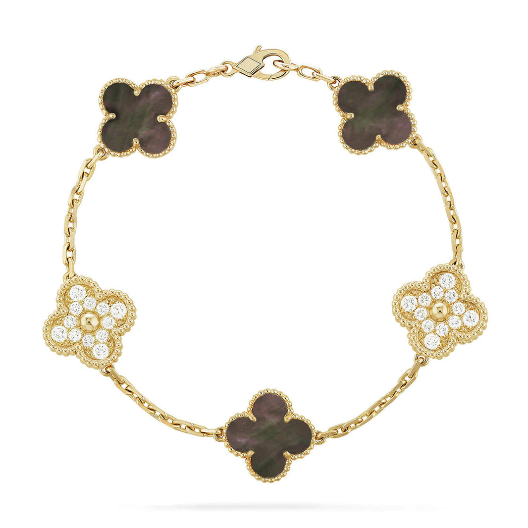 [Luna Brilliance] CLOVER 5 MOTIF GRAY MOP BRACELET COLLECTION