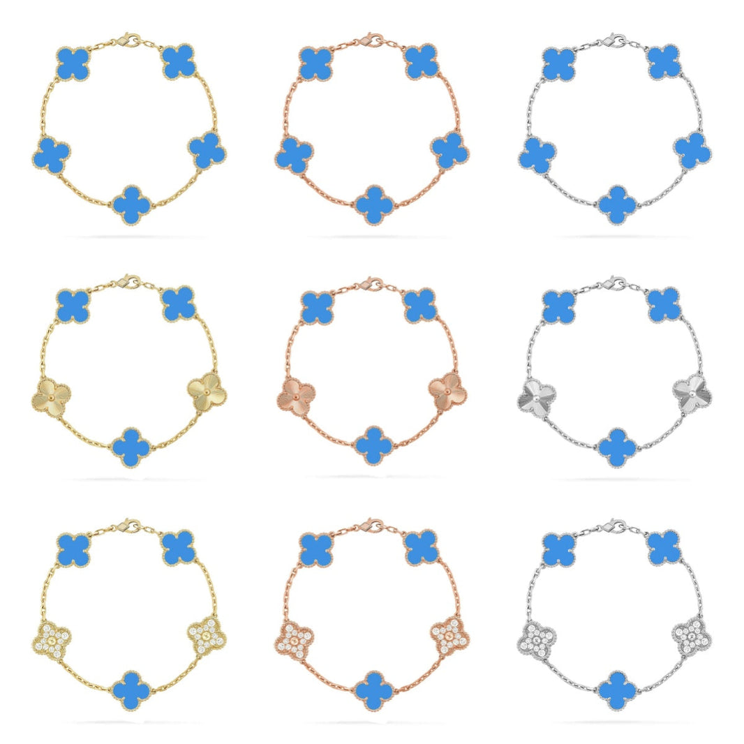 [Luna Brilliance] CLOVER 5 MOTIF BLUE AGATE BRACELET COLLECTION