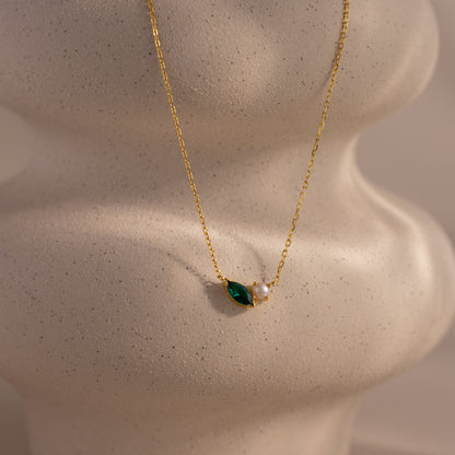 Marquise Birthstone & Pearl Necklace