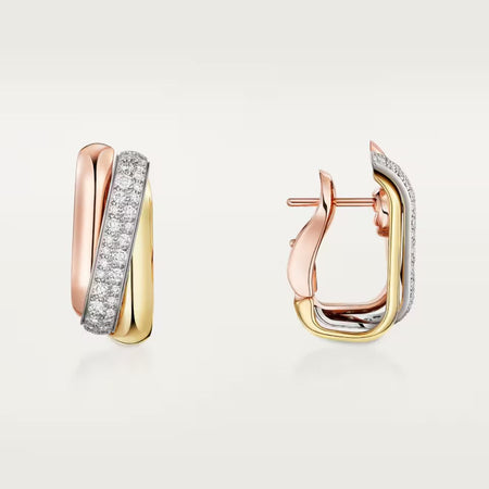 [Luna Brilliance] TRINITY HALF DIAMOND  CUSHION EARRINGS