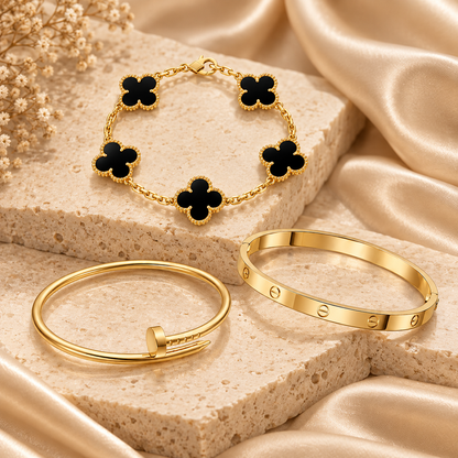 [Luna Brilliance]Clover & Juste & Lover  Bracelet Stack Set