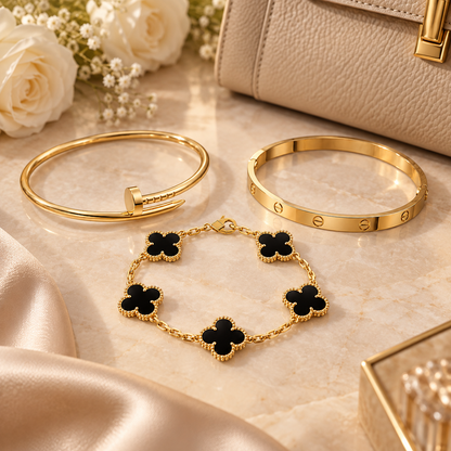 [Luna Brilliance]Clover & Juste & Lover  Bracelet Stack Set