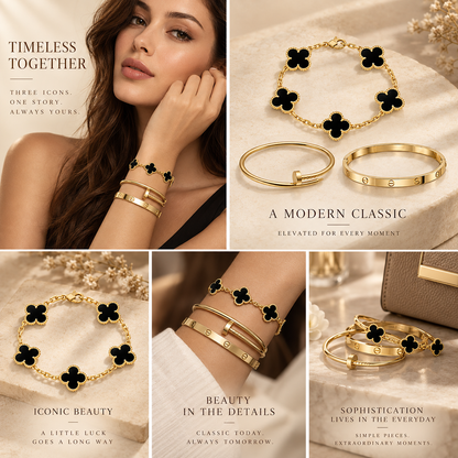[Luna Brilliance]Clover & Juste & Lover  Bracelet Stack Set
