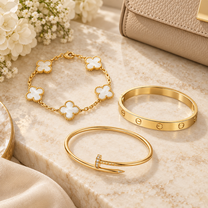[Luna Brilliance]Clover & Lover & Juste Bracelet Stack Set