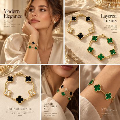 [Luna Brilliance]Clover 5 Motifs  Duo Bracelet Stack Set