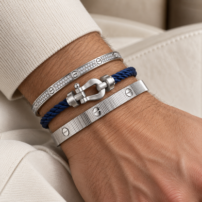 [Luna Brilliance]Love & Force Large Horseshoe Trio Bracelet Stack Set