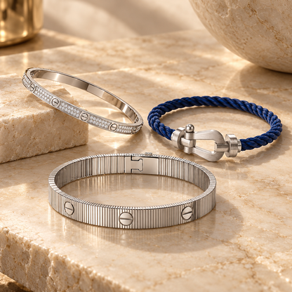 [Luna Brilliance]Love & Force Large Horseshoe Trio Bracelet Stack Set