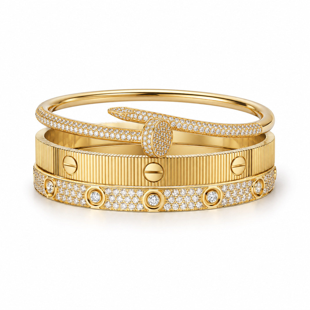 [Luna Brilliance]Love & Juste Statement Bracelet Trio Stack Set