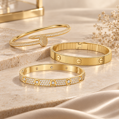 [Luna Brilliance]Love & Juste Statement Bracelet Trio Stack Set