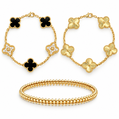 [Luna Brilliance]Clover & Clash Bracelet 3-Piece Stack set