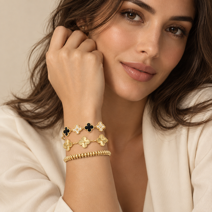 [Luna Brilliance]Clover & Clash Bracelet 3-Piece Stack set