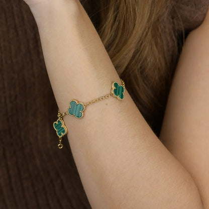 [Luna Brilliance] CLOVER 5 MOTIF MALACHITE BRACELET COLLECTION