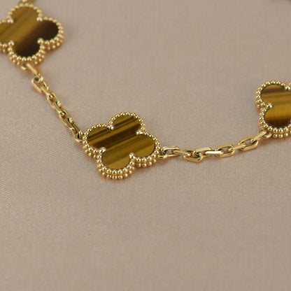 [Luna Brilliance] CLOVER 5 MOTIFS TIGER EYE BRACELET COLLECTION