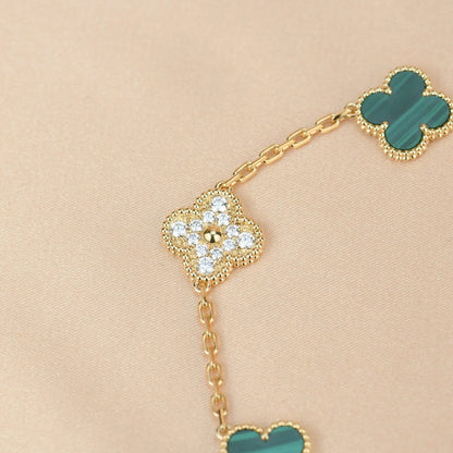 [Luna Brilliance] CLOVER 5 MOTIF MALACHITE BRACELET COLLECTION