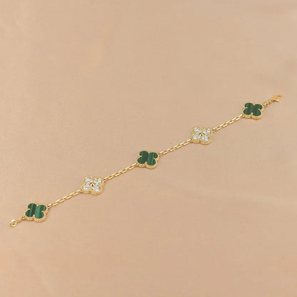 [Luna Brilliance] CLOVER 5 MOTIF MALACHITE BRACELET COLLECTION