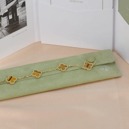 [Luna Brilliance] CLOVER 5 MOTIFS TIGER EYE BRACELET COLLECTION
