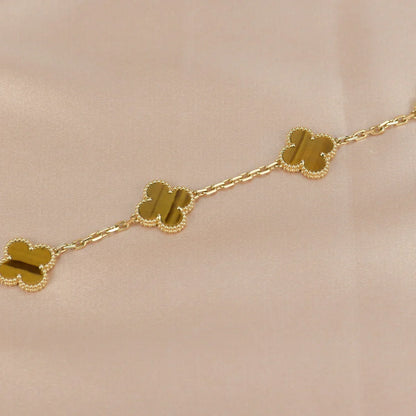 [Luna Brilliance] CLOVER 5 MOTIFS TIGER EYE BRACELET COLLECTION