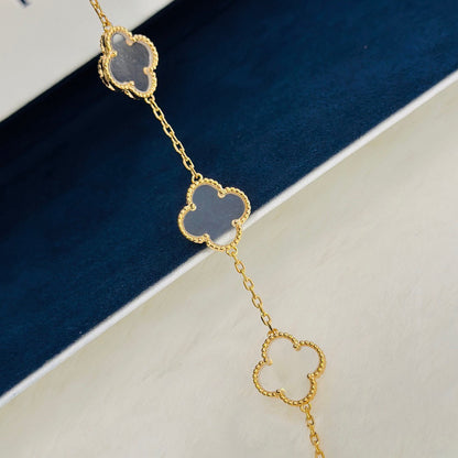 [Luna Brilliance]CLOVER 5 MOTIF ROCK CRYSTAL BRACELET