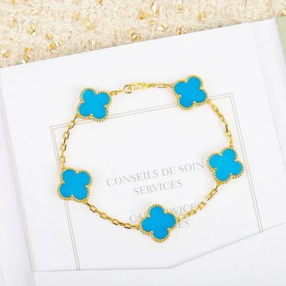 [Luna Brilliance] CLOVER 5 MOTIF TURQUOISE BRACELET COLLECTION
