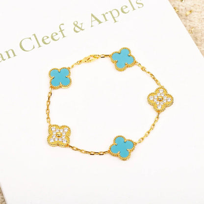 [Luna Brilliance] CLOVER 5 MOTIF TURQUOISE BRACELET COLLECTION