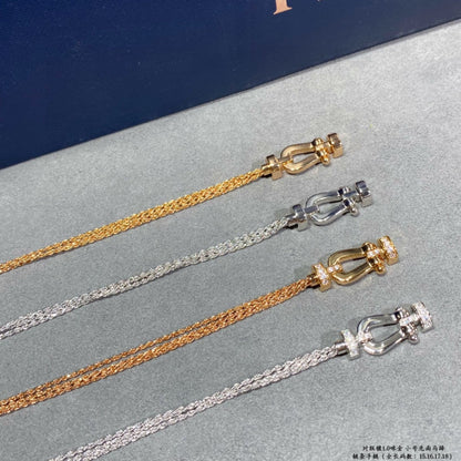 [Luna Brilliance]FORCE SMALL HORSESHOE  DIAMOND CHAIN ROPE BRACELET