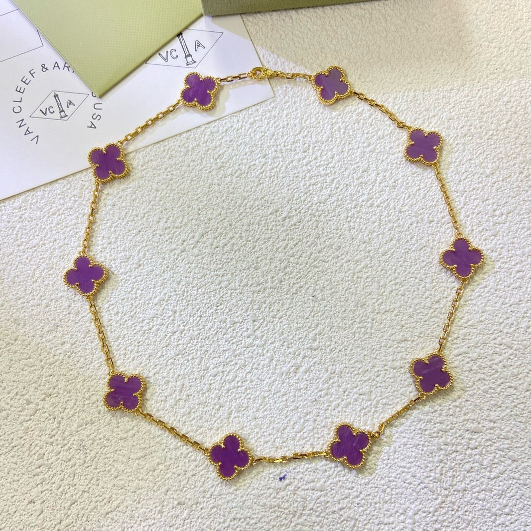 [Luna Brilliance]CLOVER 10 MOTIFS  PURPLE VIOLET  NECKLACE