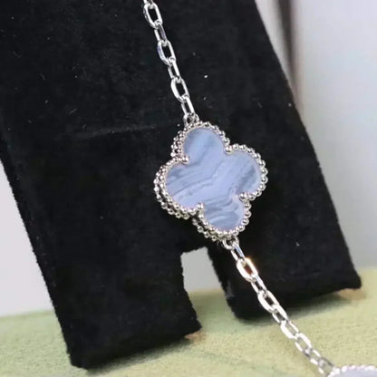 [Luna Brilliance] CLOVER 5 MOTIF PURPLE CHALCEDONY BRACELET COLLECTION