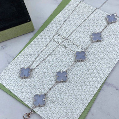[Luna Brilliance] CLOVER 5 MOTIF PURPLE CHALCEDONY BRACELET COLLECTION