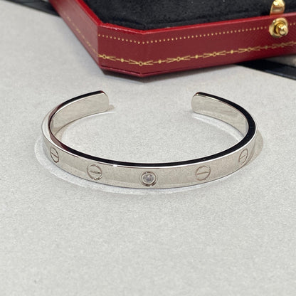 [Luna Brilliance] LOVE BRACELET 6.1MM 1 DIAMOND OPEN CUFF