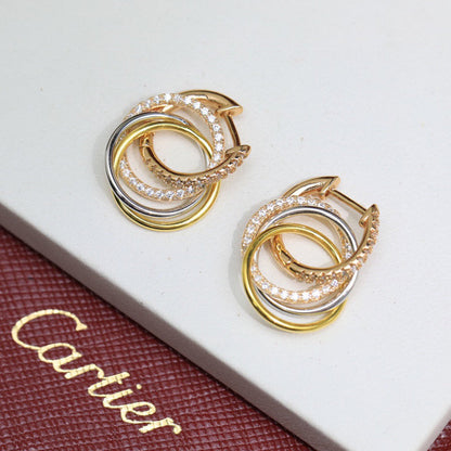 [Luna Brilliance] TRINITY HALF DIAMOND  EARRINGS