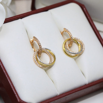 [Luna Brilliance] TRINITY HALF DIAMOND  EARRINGS