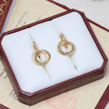 [Luna Brilliance] TRINITY HALF DIAMOND  EARRINGS
