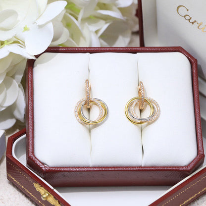 [Luna Brilliance] TRINITY HALF DIAMOND  EARRINGS